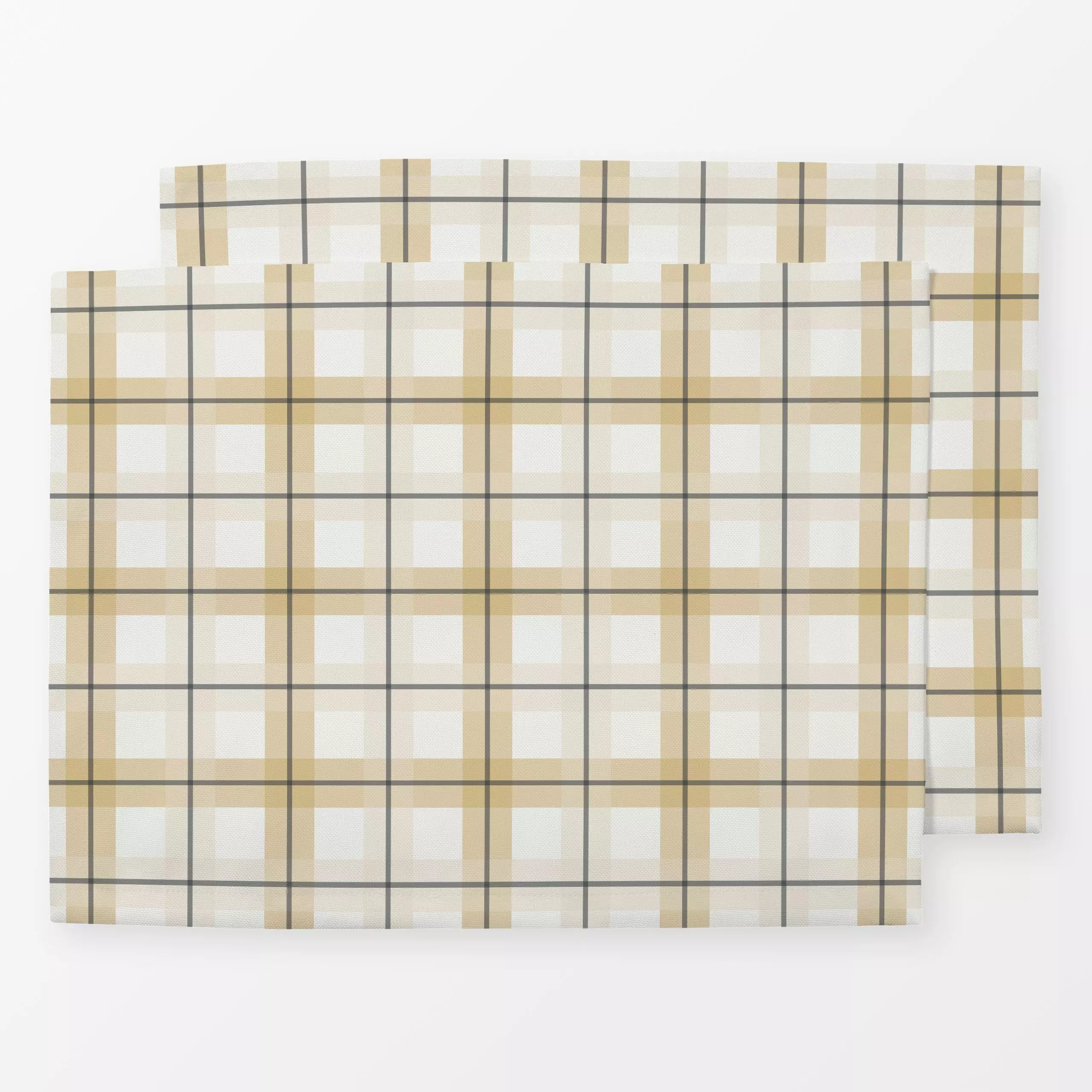 Tischset Landhaus Plaid honig beige - Symbole & Muster - von „Katrin Graff"; Cozy, landhaus, Herbstdeko, herbstlich, caramel...