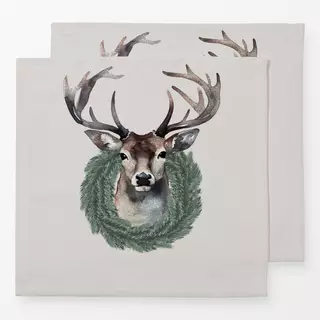 Servietten Hirsch mit Kranz Beige