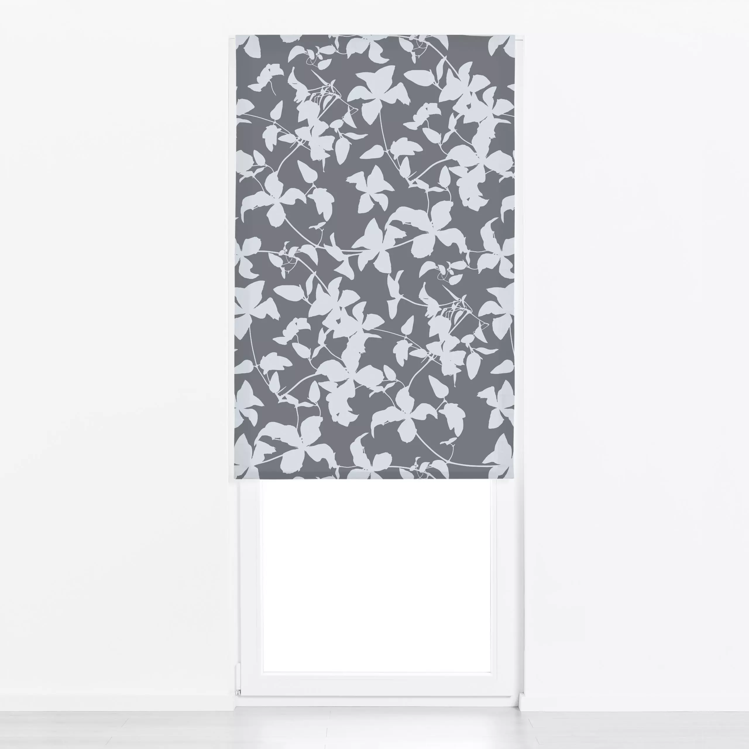 Raffrollo Clematis Minimalistic 2 - Blumen & Florales, Pflanzen & Botanik - von „Andrea Haase"; Natur, grau, Blumen, Minimal...