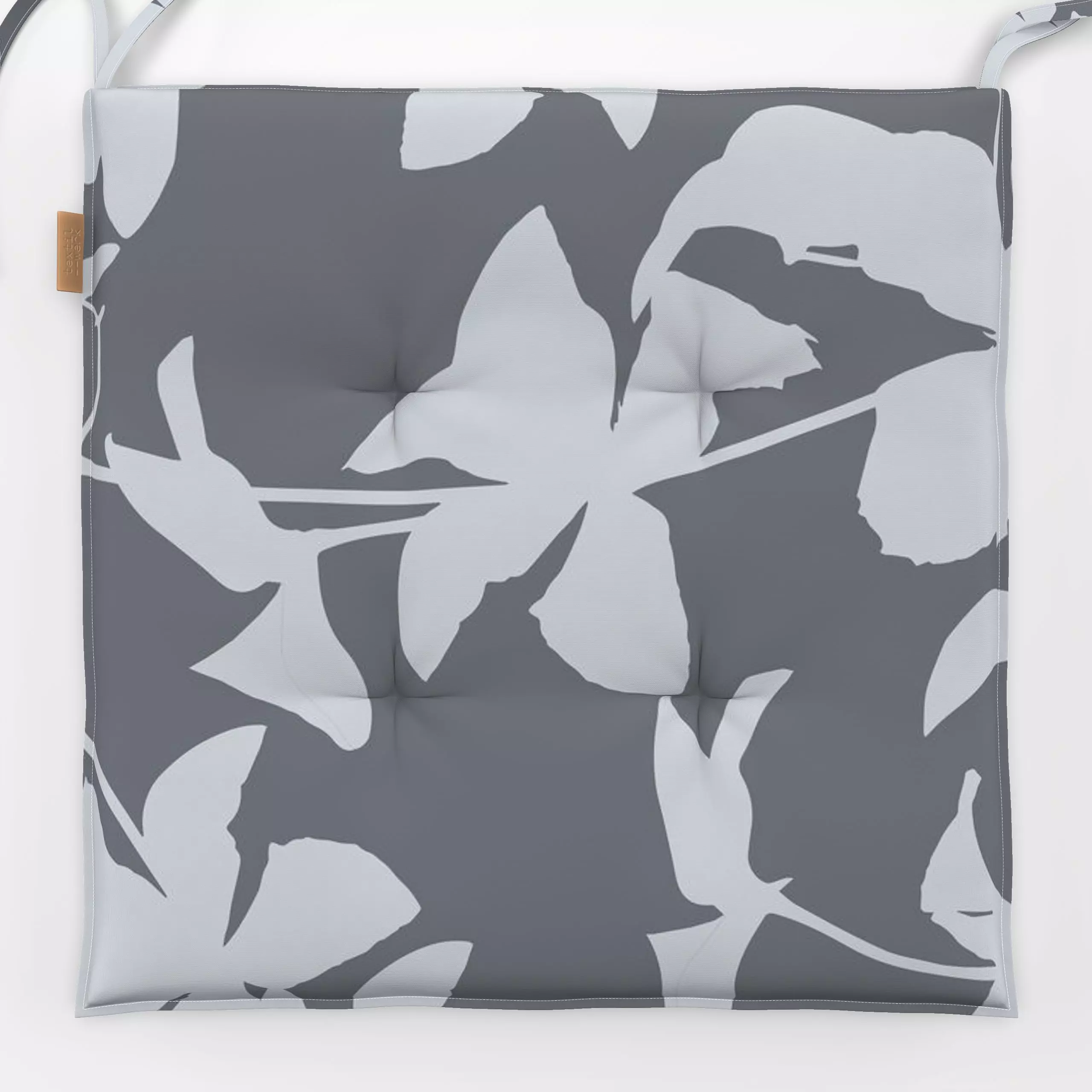 Sitzkissen Clematis Minimalistic 2 - Blumen & Florales, Pflanzen & Botanik - von „Andrea Haase"; Natur, grau, Blumen, Minima...