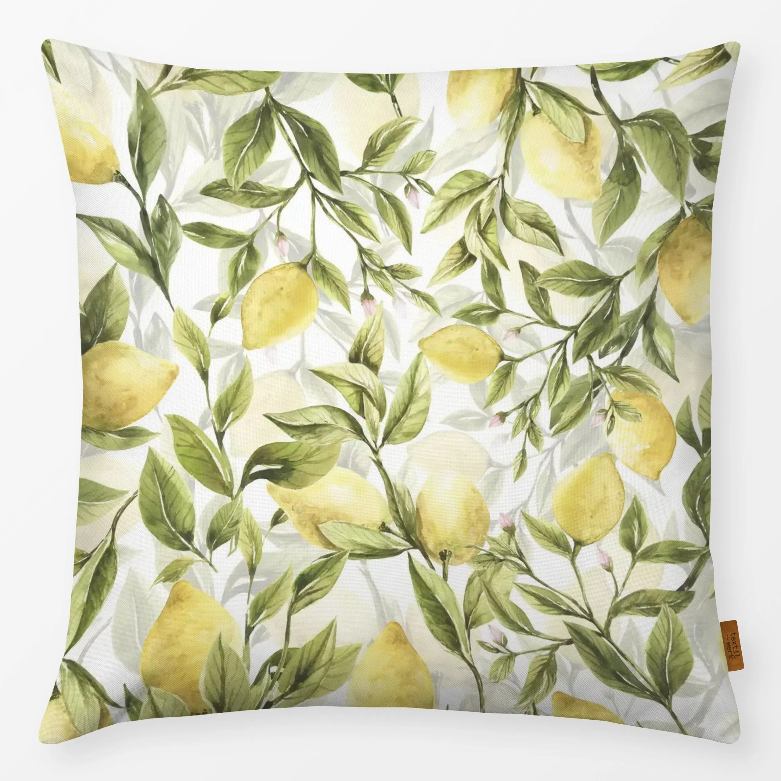 Kissen Zitronen Sorbet - Sommer, Früchte - von „Uta Naumann"; boho, Muster, Wasserfarben, Garten, Zitrone, Früchte, Sommer, ...