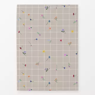 Geschirrtuch Karo Blüten bunt beige