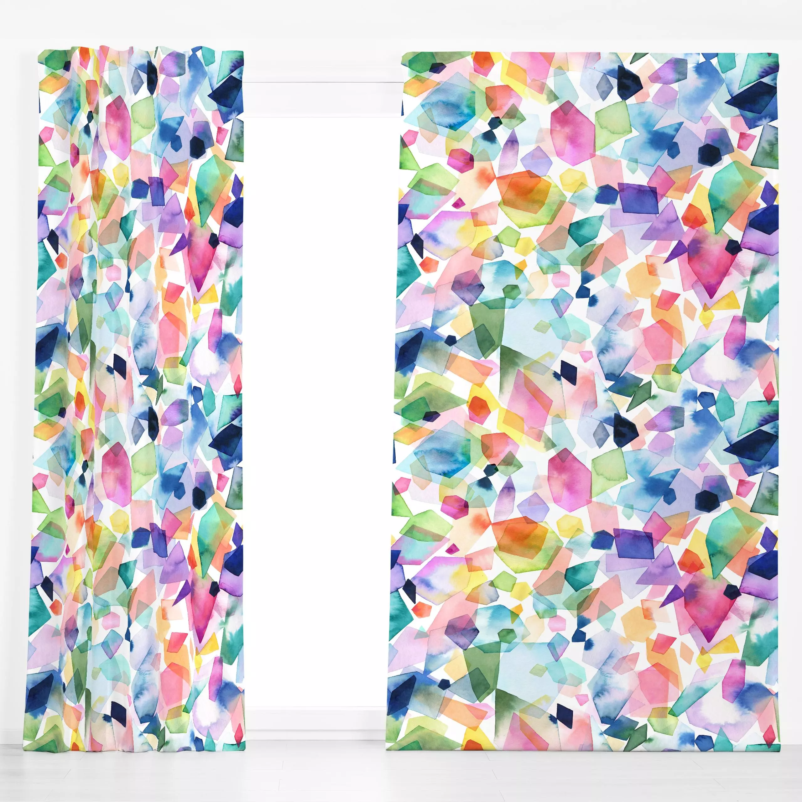 Dekovorhang Watercolor Crystals and Gems - Frühling, Sommer, Symbole & Muster - von „Ninola Design "; boho, Muster, Wasserfa...