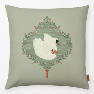 Kissen Weihnachtskranz Schwan Grün