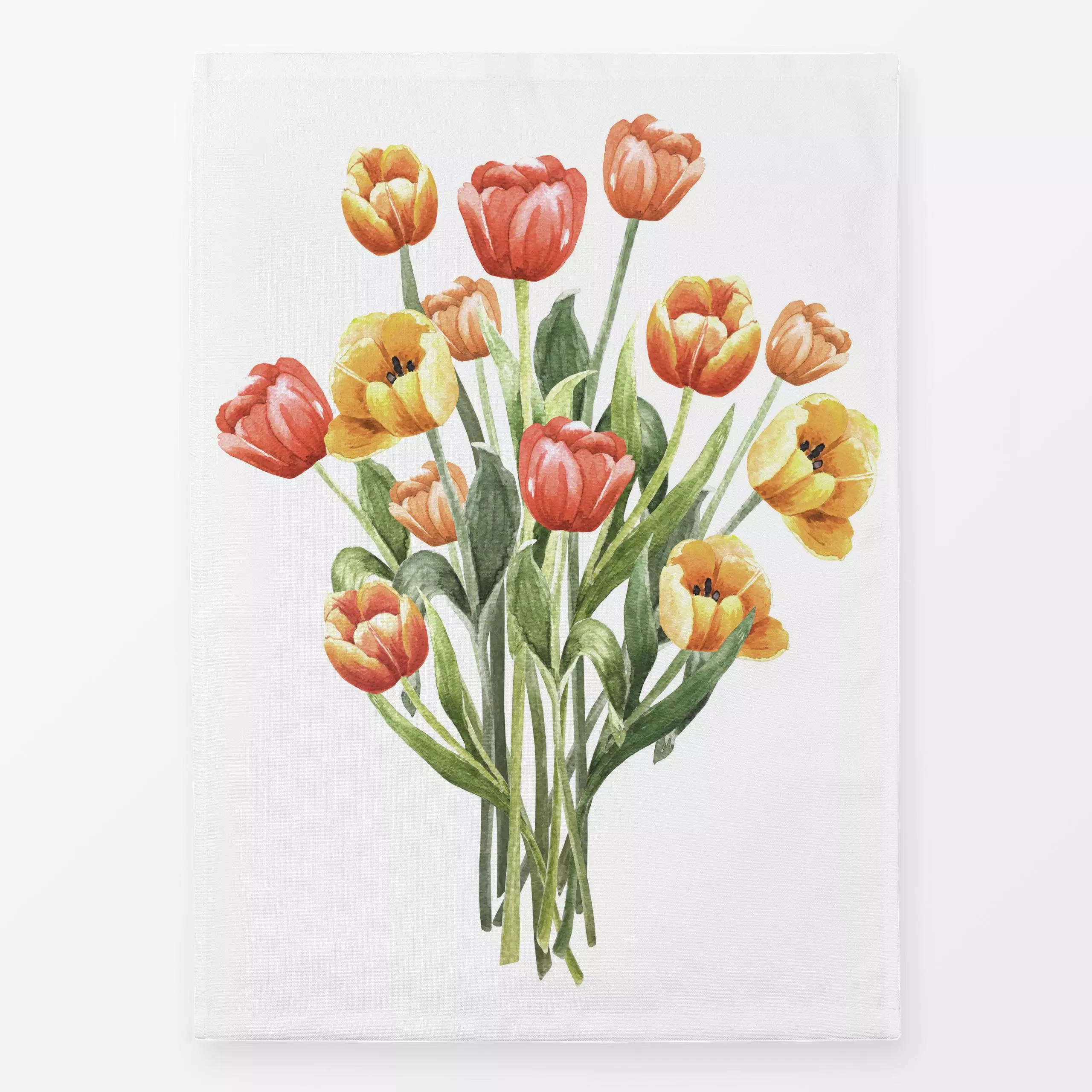 Geschirrtücher Tulpen Blumenstrauß gelb - Blumen & Florales, Frühling - von „Karen Menzenbach"; Aquarell, Trockenblumen, Wil...