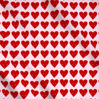 Meterware Herz mit Gesicht Rosa