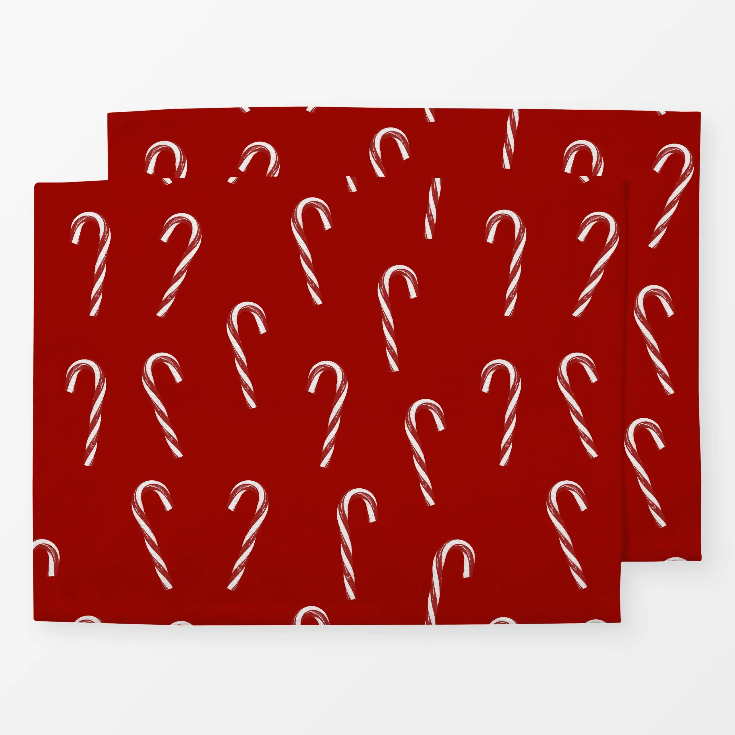 Tischset Candy Canes Muster Red - Weihnachten, Winter - von „textilwerk"; Retro, Weihnachten, Zuckerstangen, geschenkidee, w...