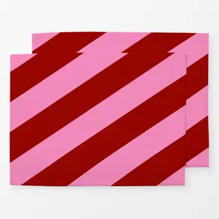Tischset Christmas Stripes Pink Rot