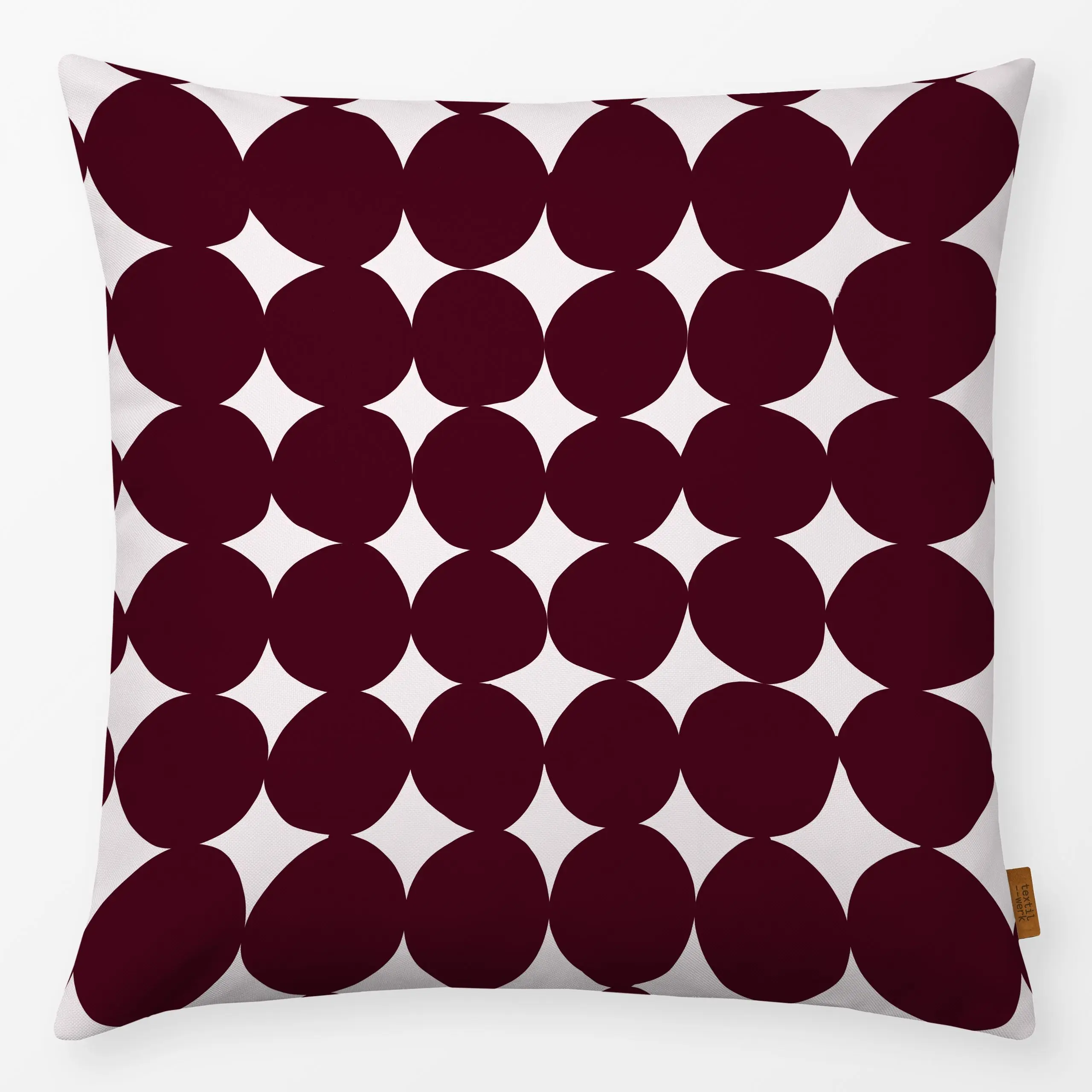 Kissen Organische Kreise Burgundy - Symbole & Muster - von „Sophie Augustin Illustration"; Muster, Punkte, Kreise, Dots, sch...