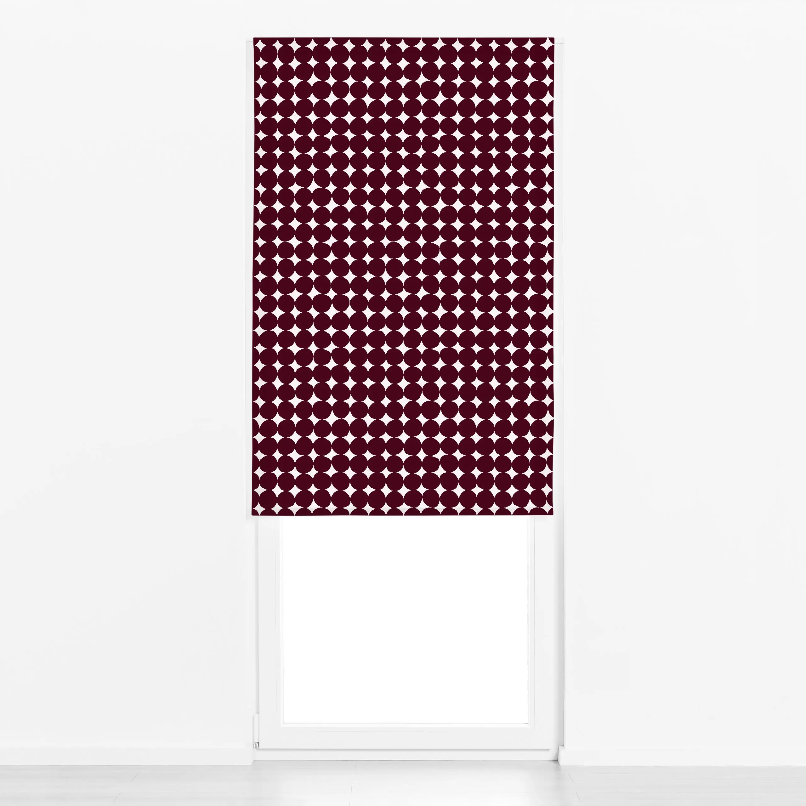 Raffrollo Organische Kreise Burgundy - Symbole & Muster - von „Sophie Augustin Illustration"; Muster, Punkte, Kreise, Dots, ...