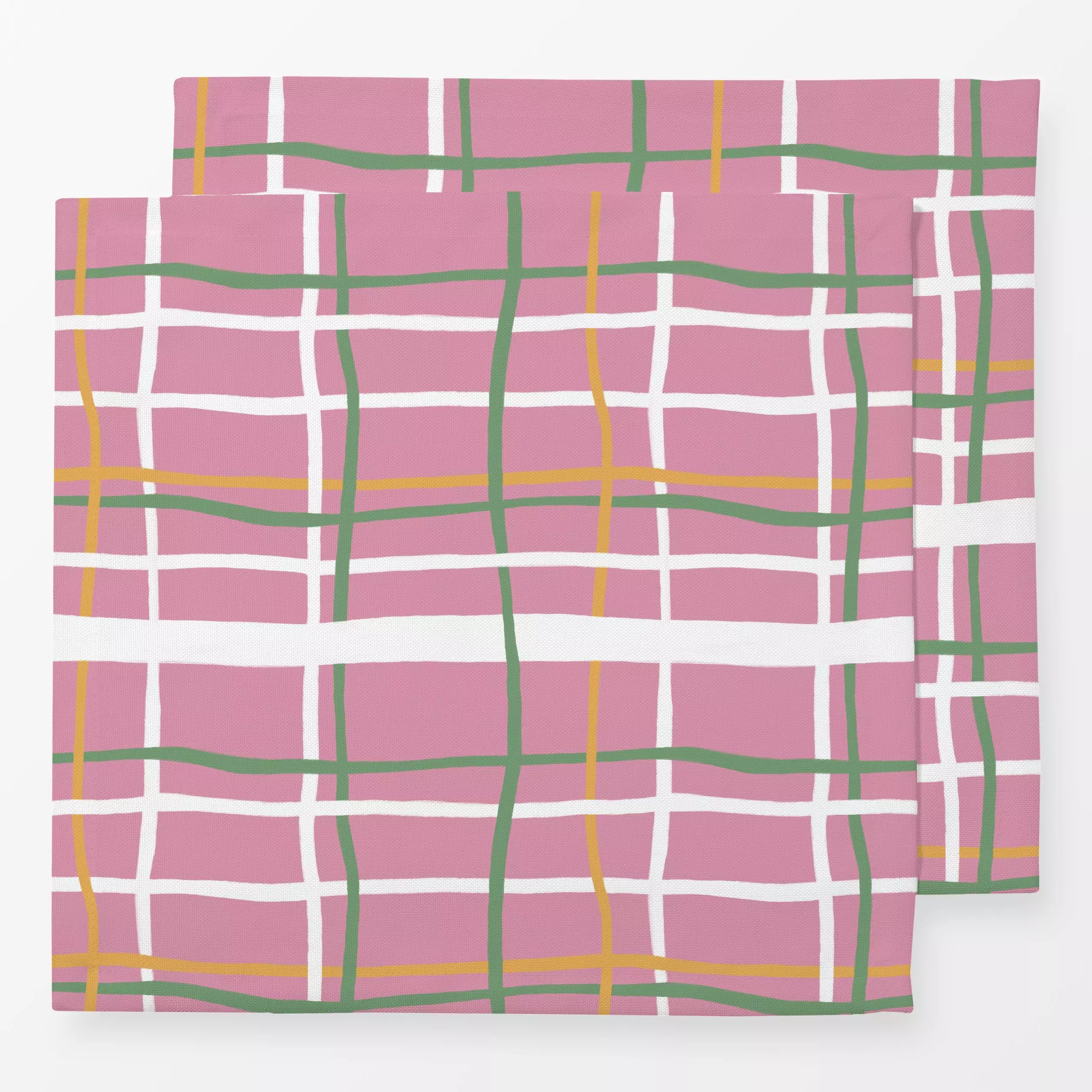 Servietten Rosa Kariert - Symbole & Muster - von „Lena Lackmann"; Muster, Linien, Streifen, Sommerblumen, bunt, handgemalt, ...