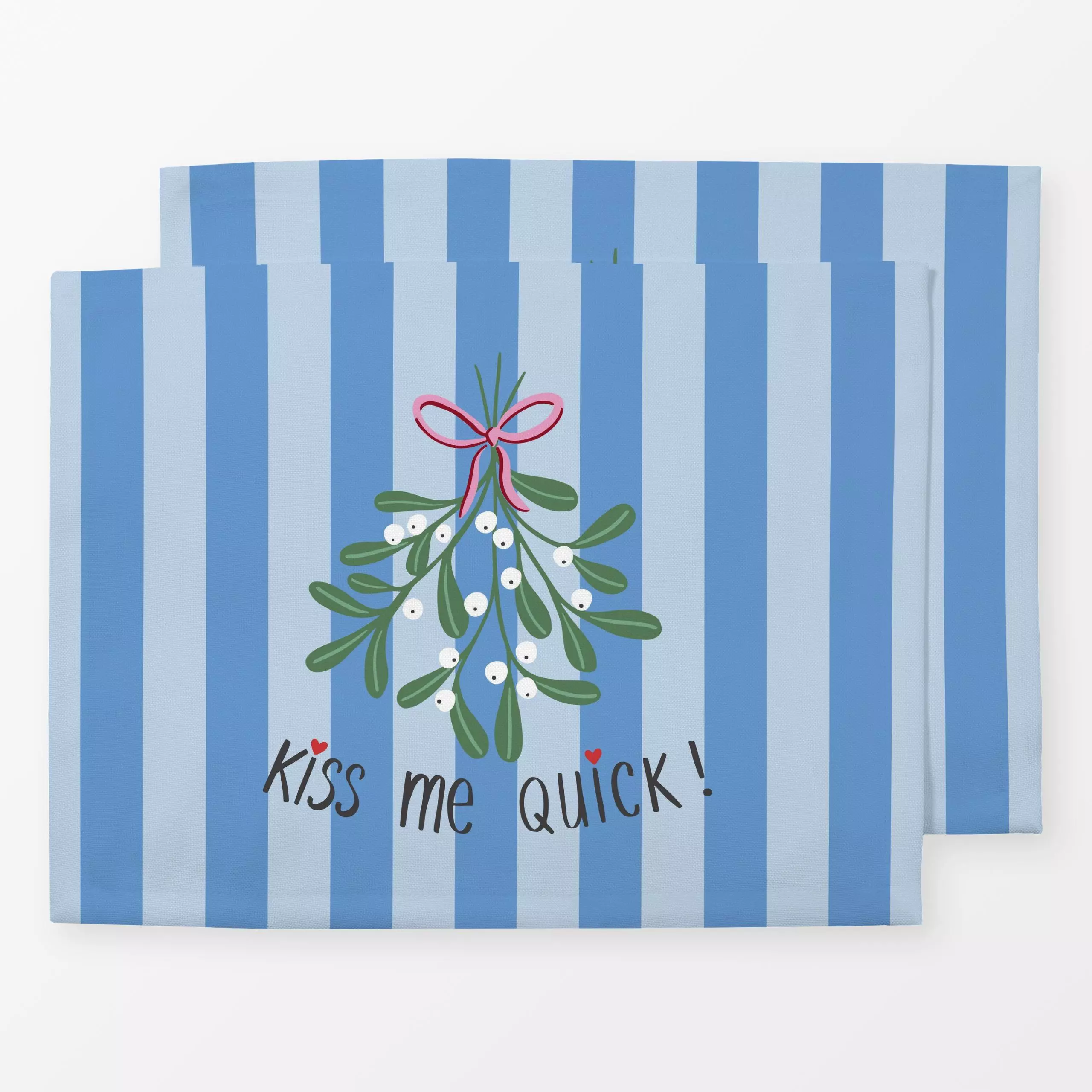 Tischset Kiss Me Quick – Streifen - Sprüche & Schriftzüge, Weihnachten, Pflanzen & Botanik - von „Vivian Hasenclever"; Strei...