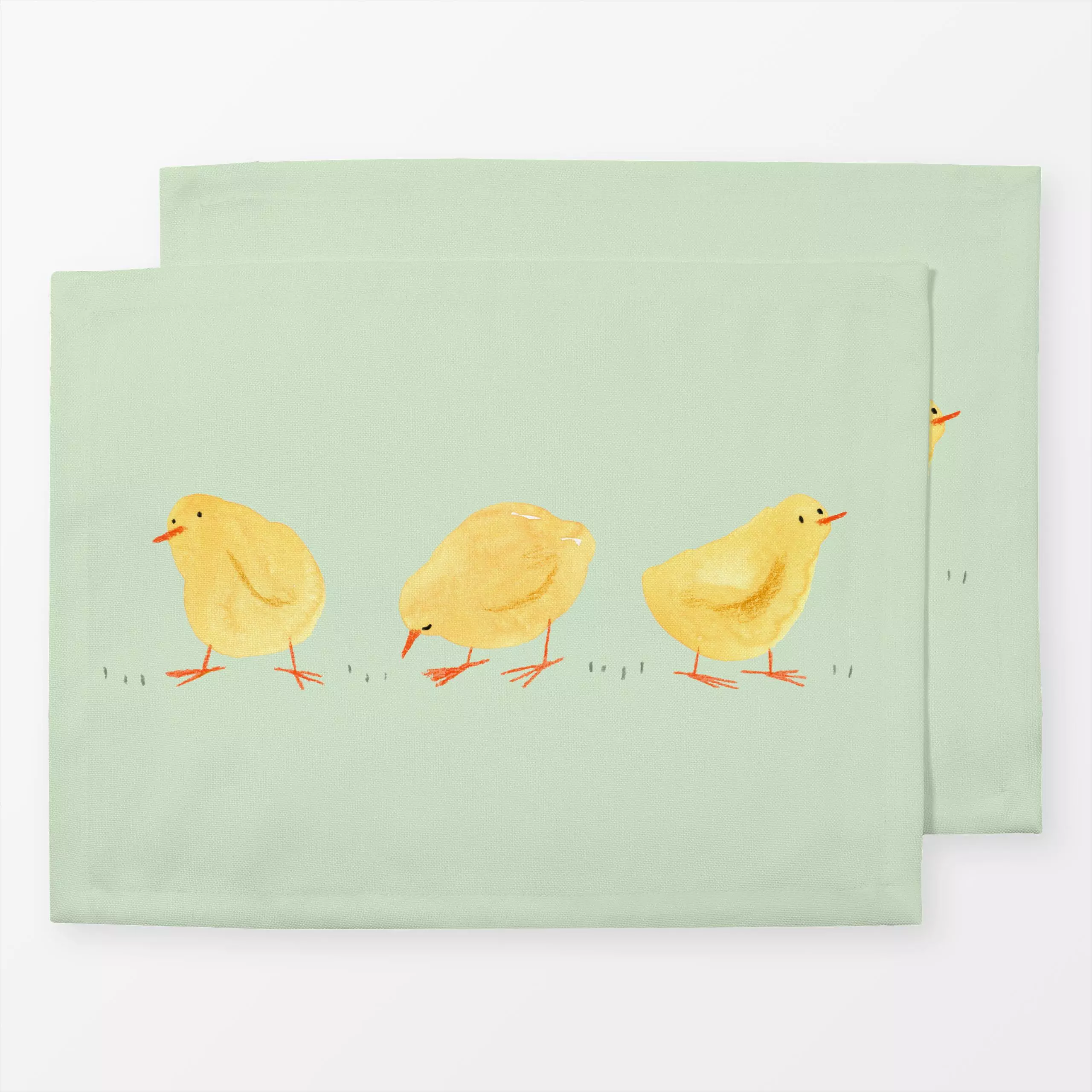 Tischset Küken grün - Frühling, Tiere - von „Janna Schipper"; Vogel, niedlich, Lustig, Ostern, pastel, Pastell, Osternest, F...