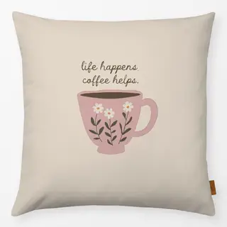 Kissen Tasse Kaffee rosa
