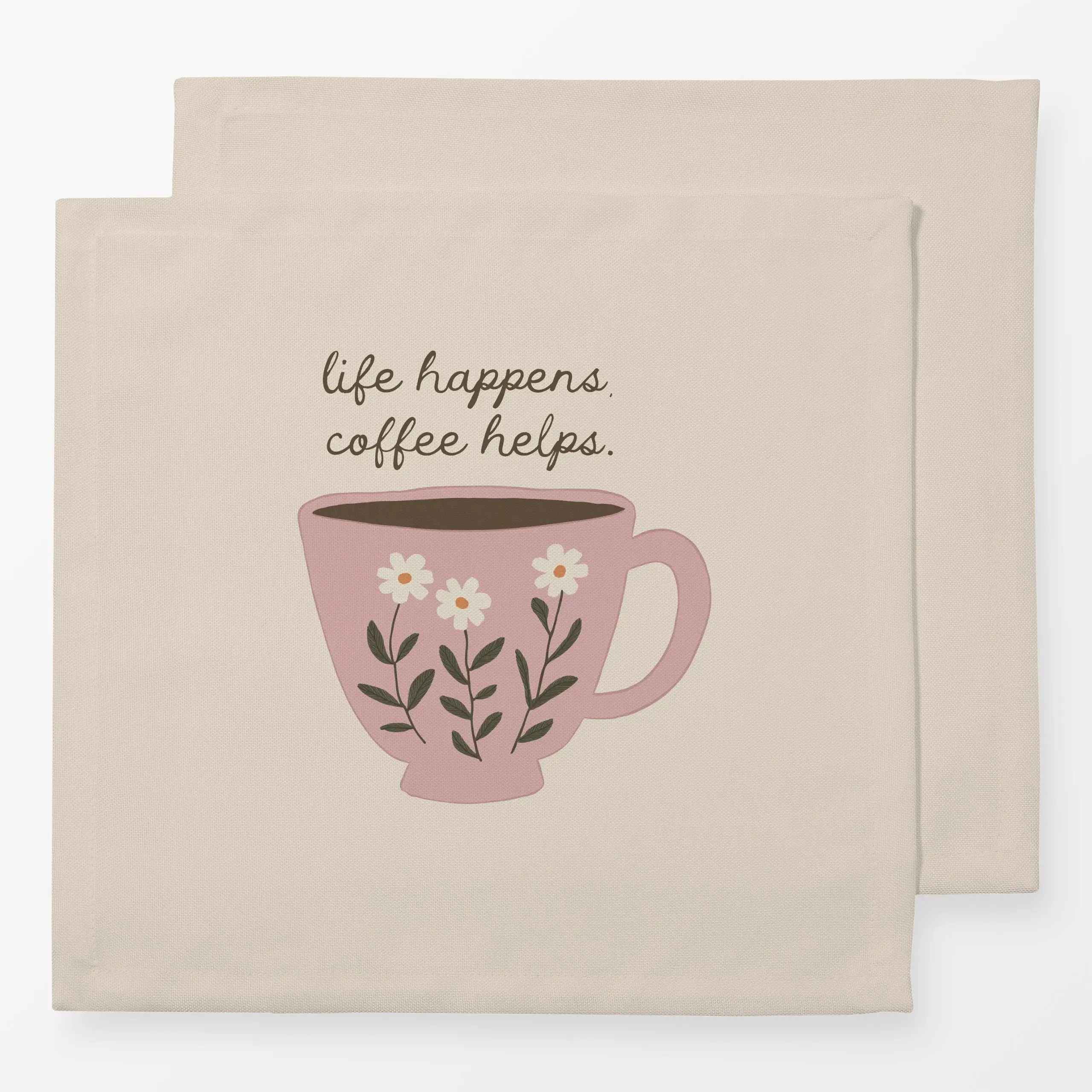 Servietten Tasse Kaffee rosa - Frühling, Sprüche & Schriftzüge, Küche, Essen & Trinken - von „Studio Kesse x petitsourirdesi...