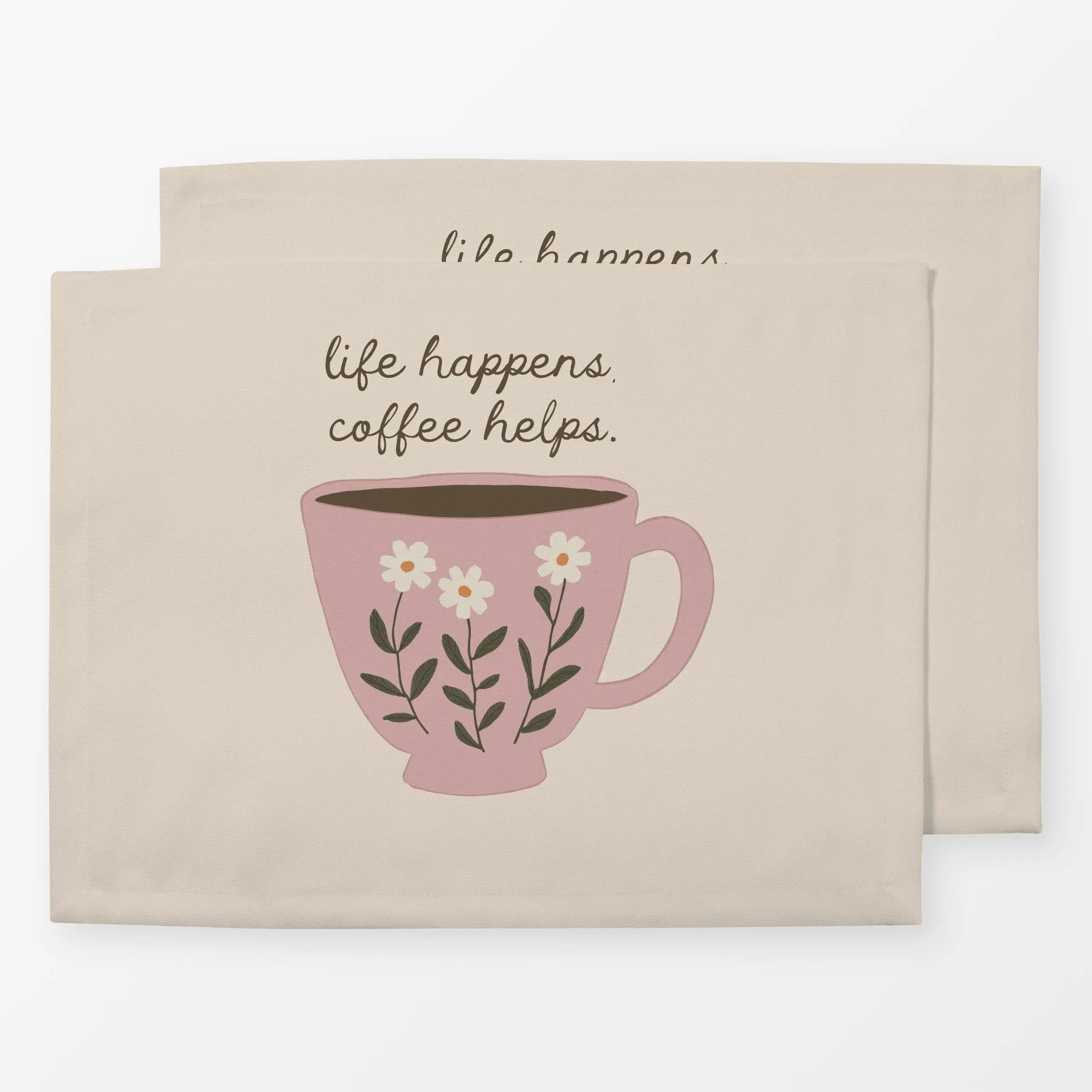 Tischset Tasse Kaffee rosa - Frühling, Sprüche & Schriftzüge, Küche, Essen & Trinken - von „Studio Kesse"