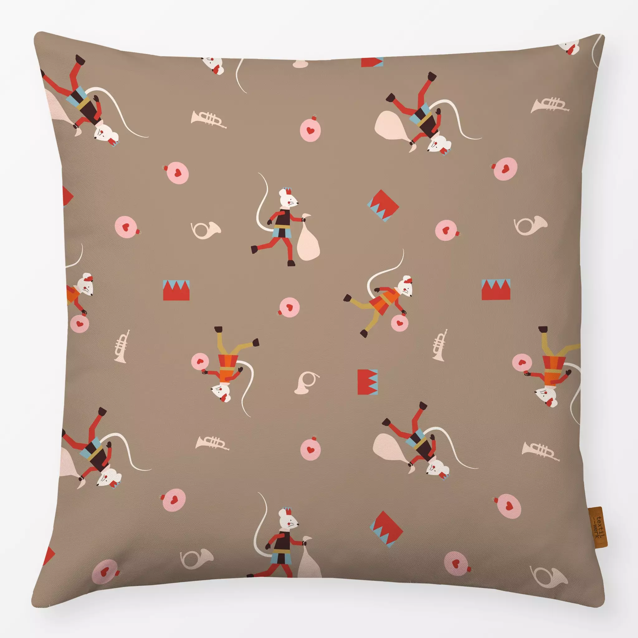 Kissen Kissen Wichtel Maus Pattern Braun