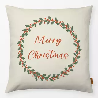 Kissen Weihnachtskranz Holly Creme