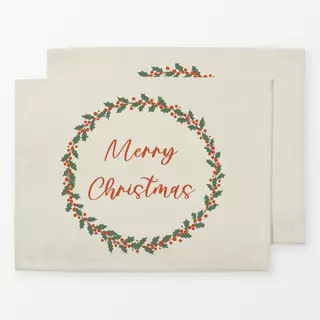 Tischset Weihnachtskranz Holly Creme