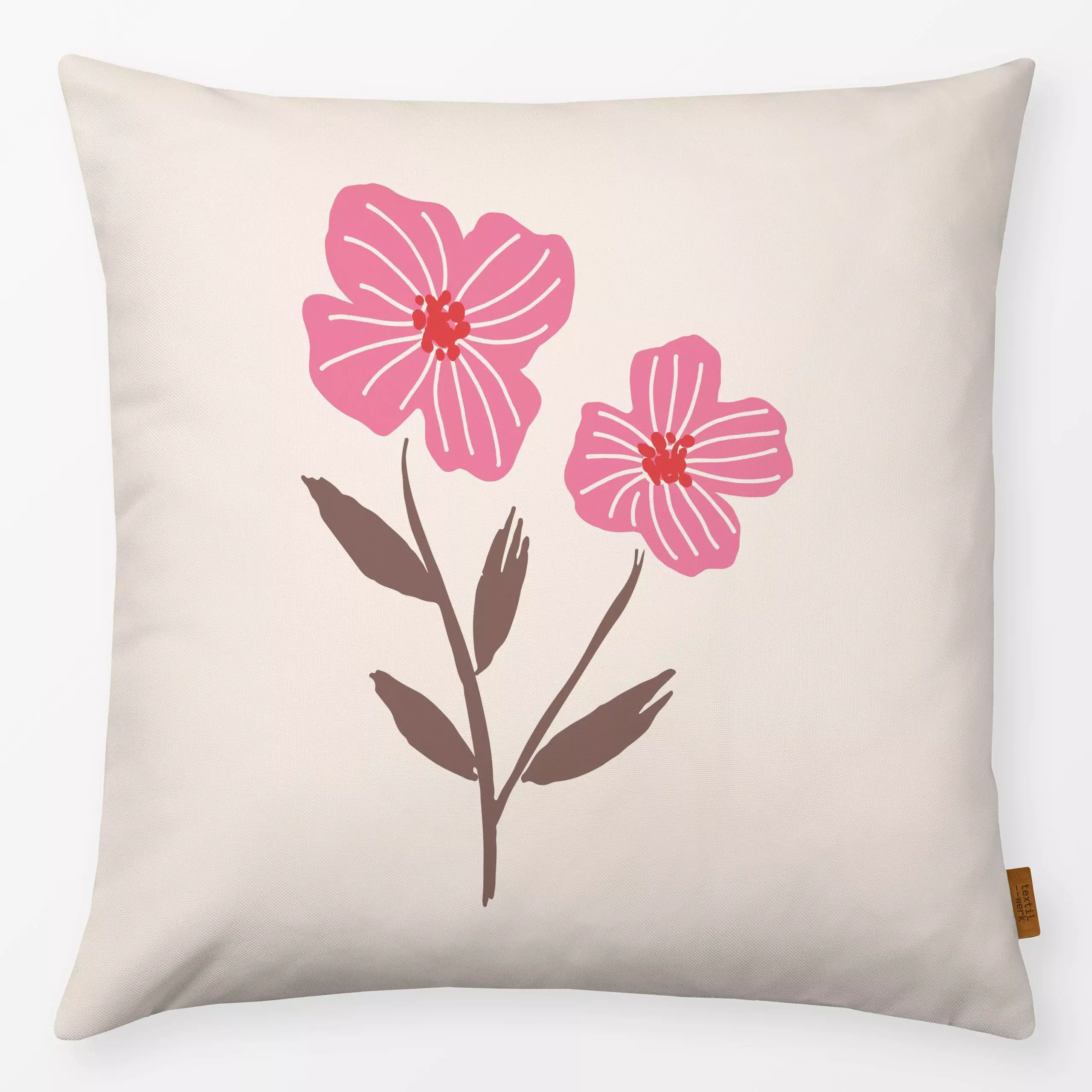 Kissen Floral pink brown - Sommer - von „Kathrin Woo"; Blumenkissen