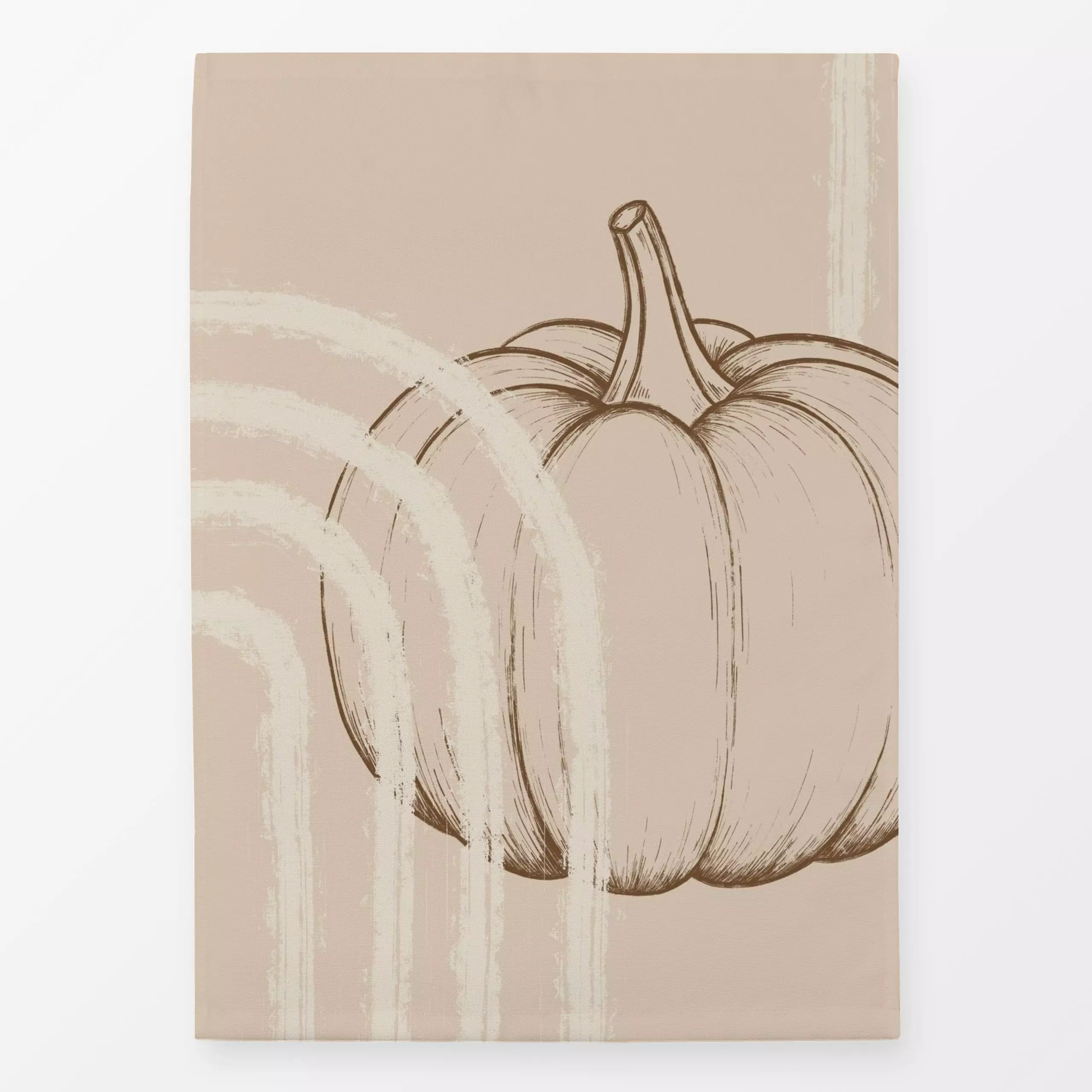 Geschirrtücher Pumpkin - Herbst - von „Barlena"; minimal, Zeichnung, beige, modern, Herbst, Herbstdeko, herbstlich, Kurbis