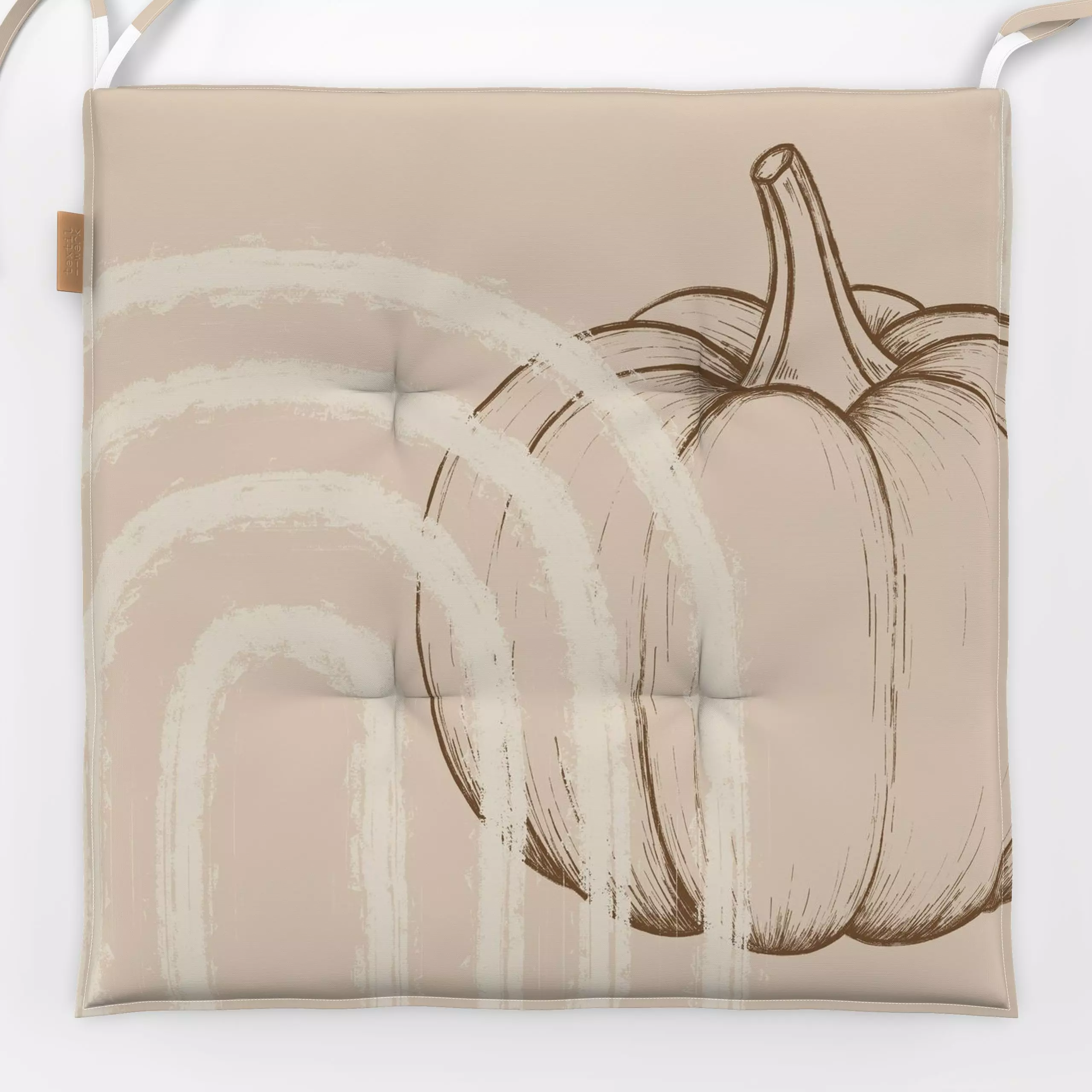 Sitzkissen Pumpkin - Herbst - von „Barlena"; minimal, Zeichnung, beige, modern, Herbst, Herbstdeko, herbstlich, Kurbis