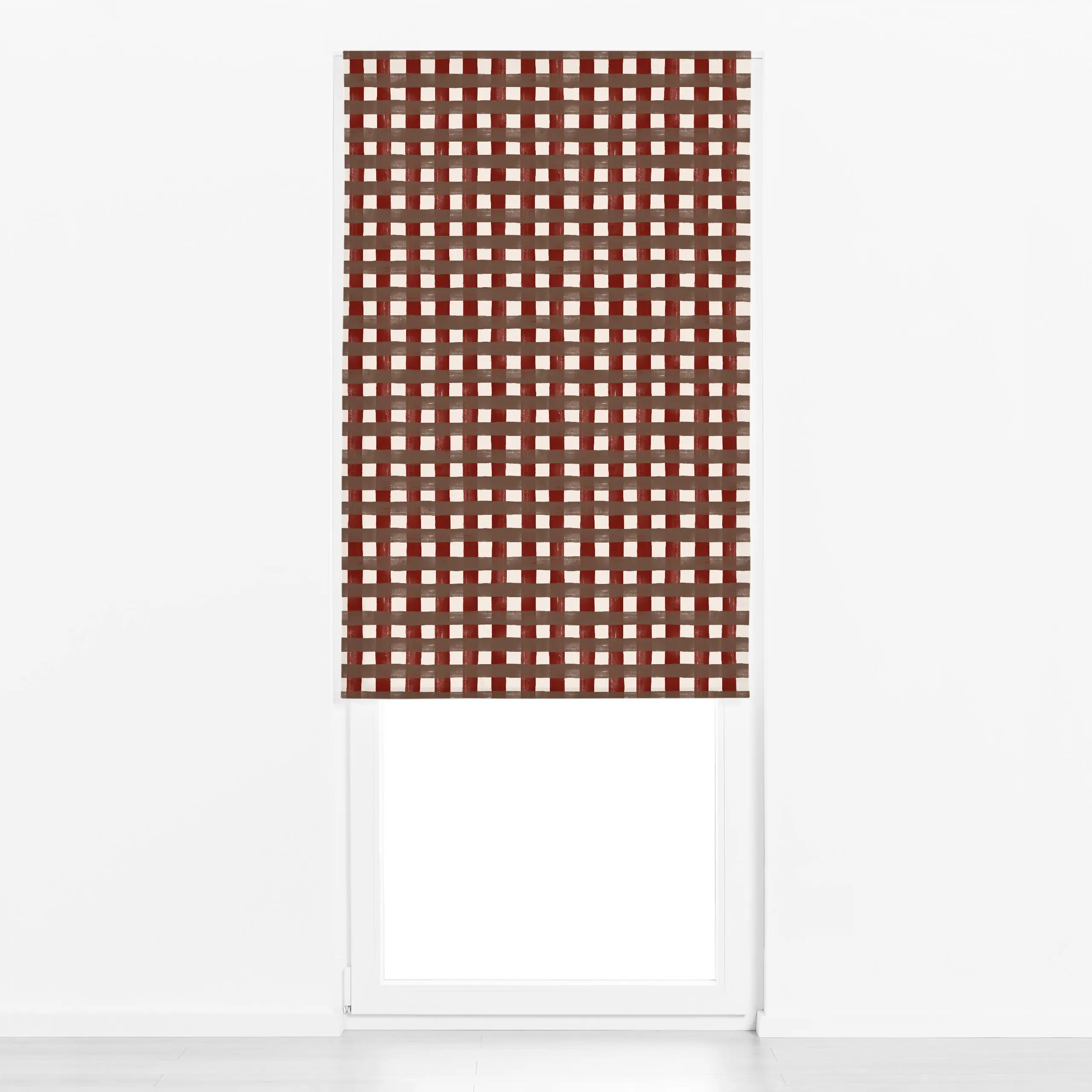 Raffrollo Art Karo red - Symbole & Muster - von „Kruth Design"; Weihnachten, Karo, weihnachtlich, Weihnachtsdeko, klassisch,...