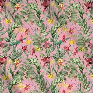 Meterware Exotische Pflanzenwelt pink