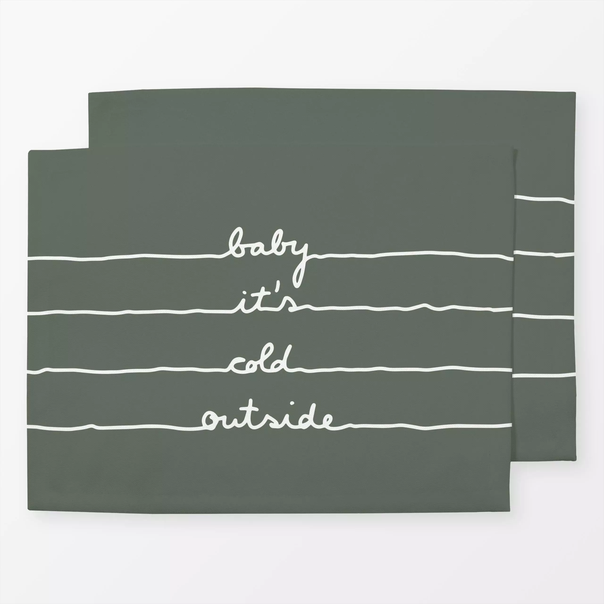 Tischset Baby it's cold outside Green - Sprüche & Schriftzüge, Weihnachten - von „Mareike Böhmer"; minimal, linie, Weihnacht...
