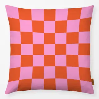 Kissen Chess Pattern orange pink