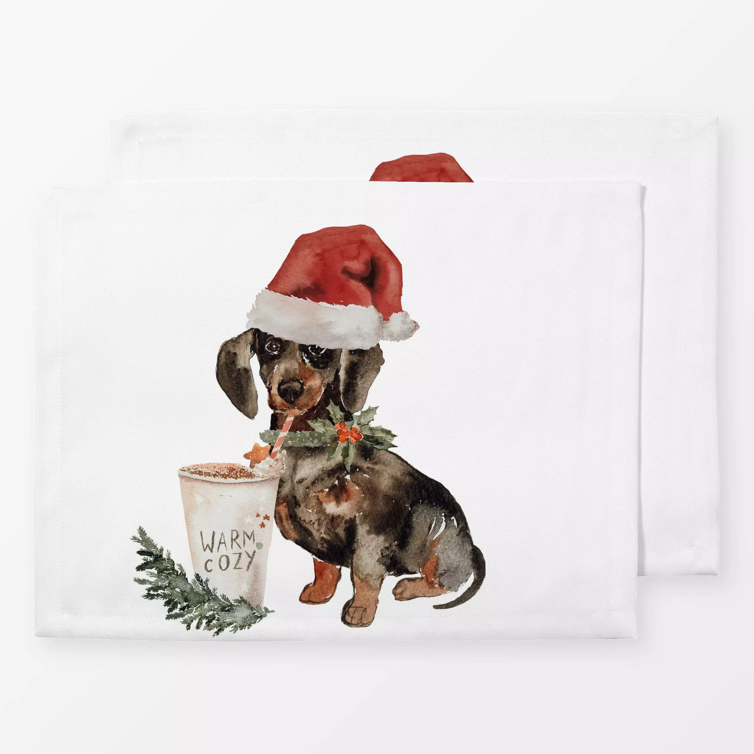 Tischset Cottage Christmas Dackel Hund - Tiere, Weihnachten, Küche, Essen & Trinken - von „Monika Strigel"; Hund, niedlich, ...