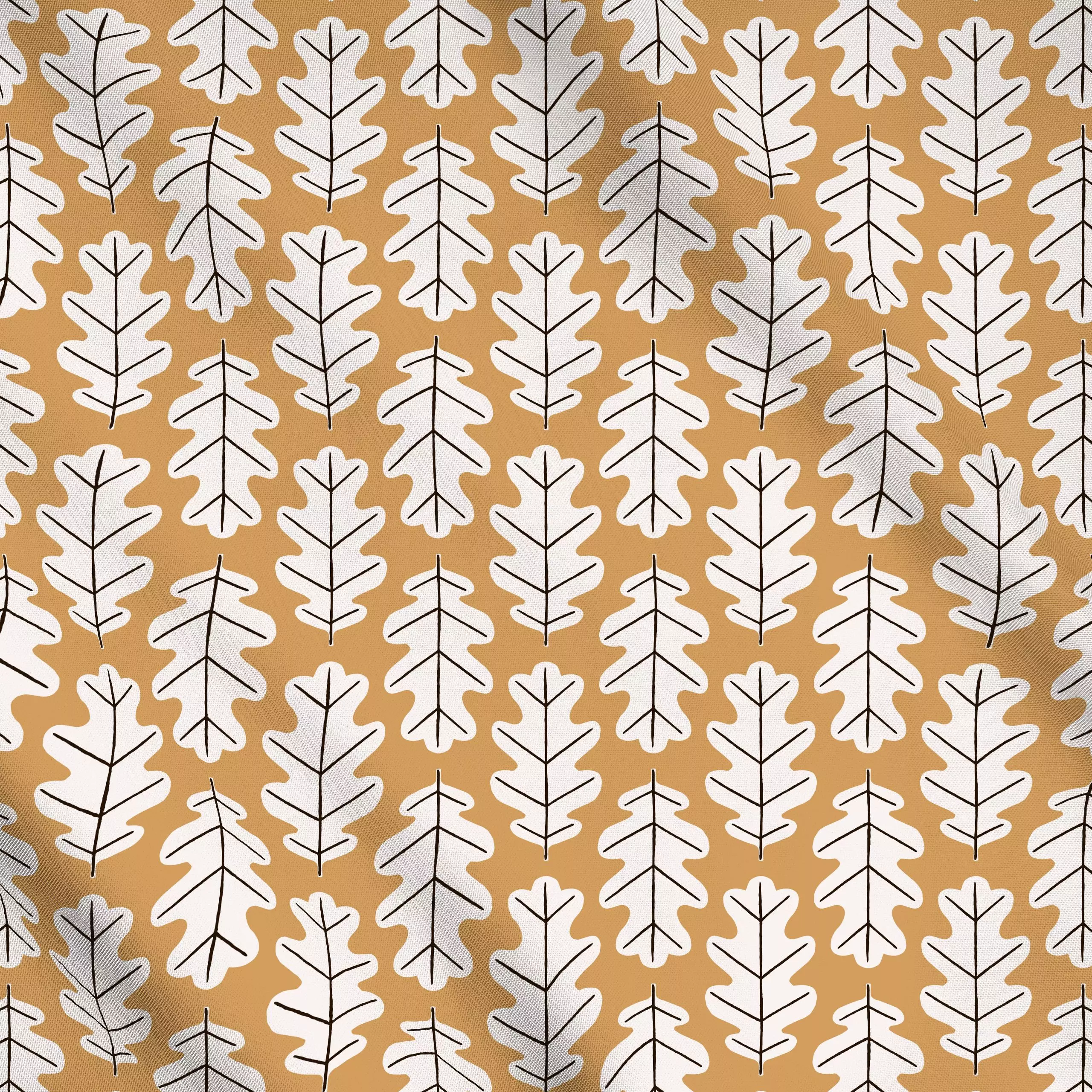 Meterware Eichenblatt Herbst senfgelb - Herbst, Natur & Landschaft, Pflanzen & Botanik - von „Kathrin Woo"; Muster, Kissen, ...