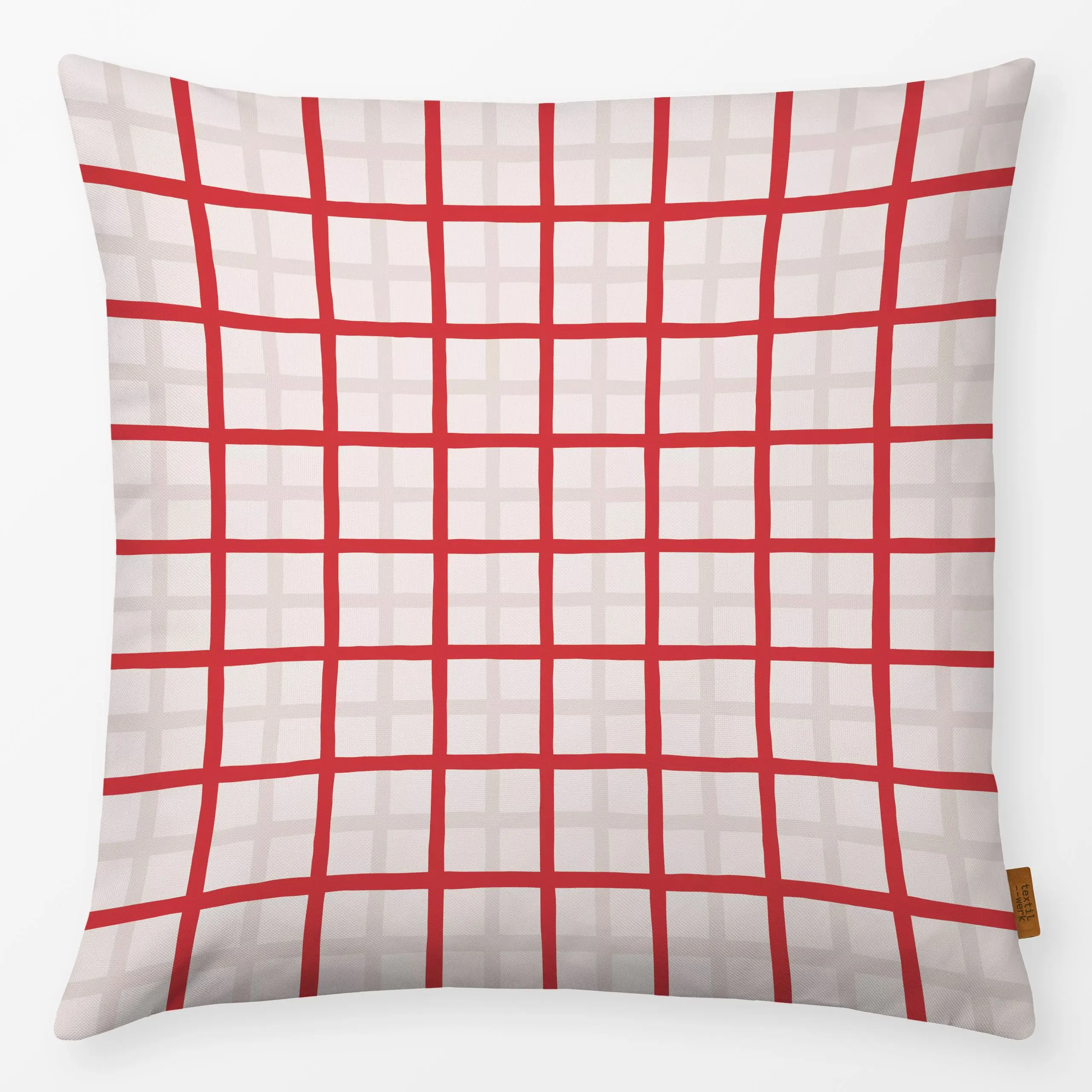 Kissen Karo Rot Beige Muster - Weihnachten, Symbole & Muster - von „Kathrin Woo"; Weihnachten, Karo, xmas, weihnachtlich, We...