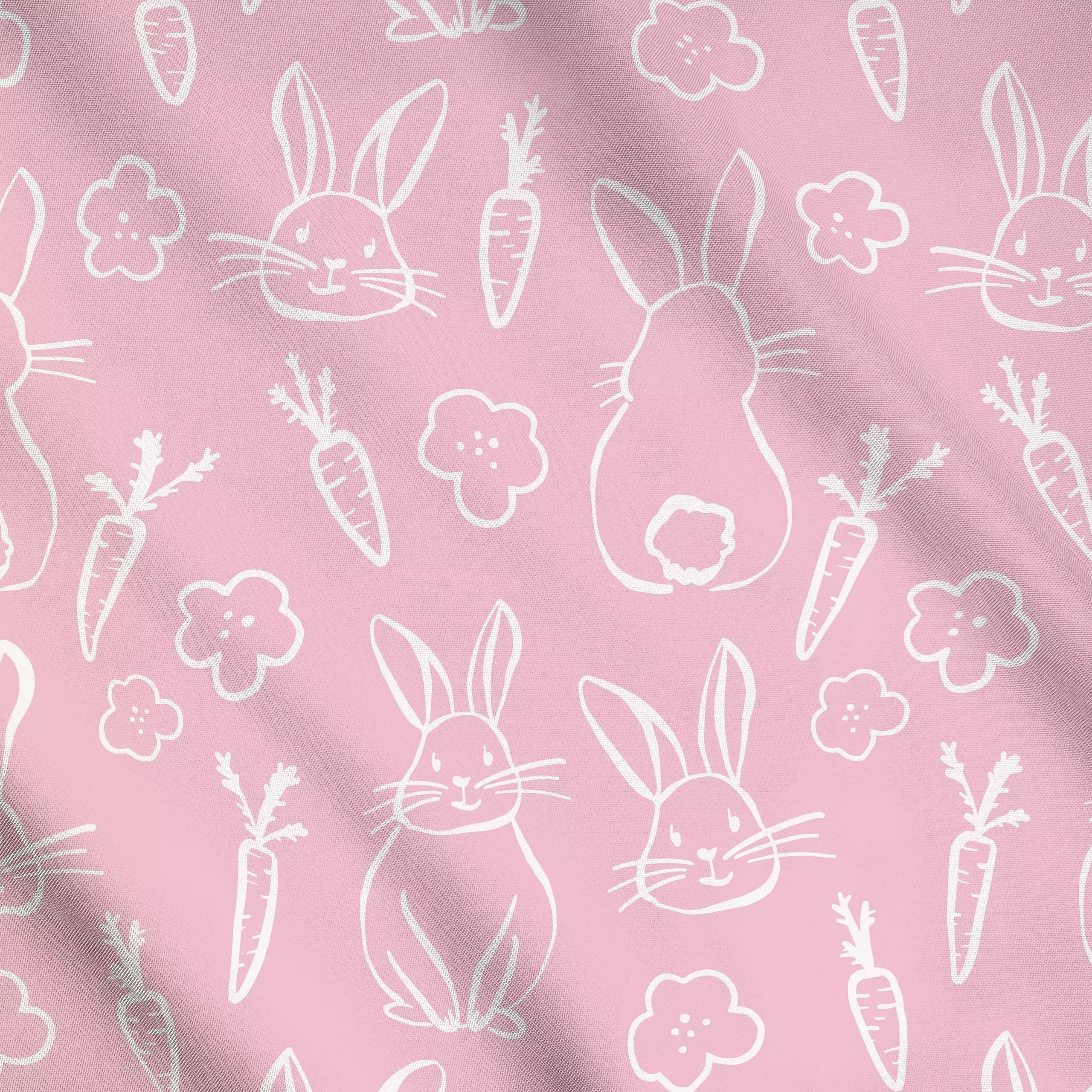 Meterware Hasen Allover rosa, Blumen, Tiere, Ostern, von Kruth Design