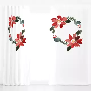 Dekovorhang Floral Christmas Wreath