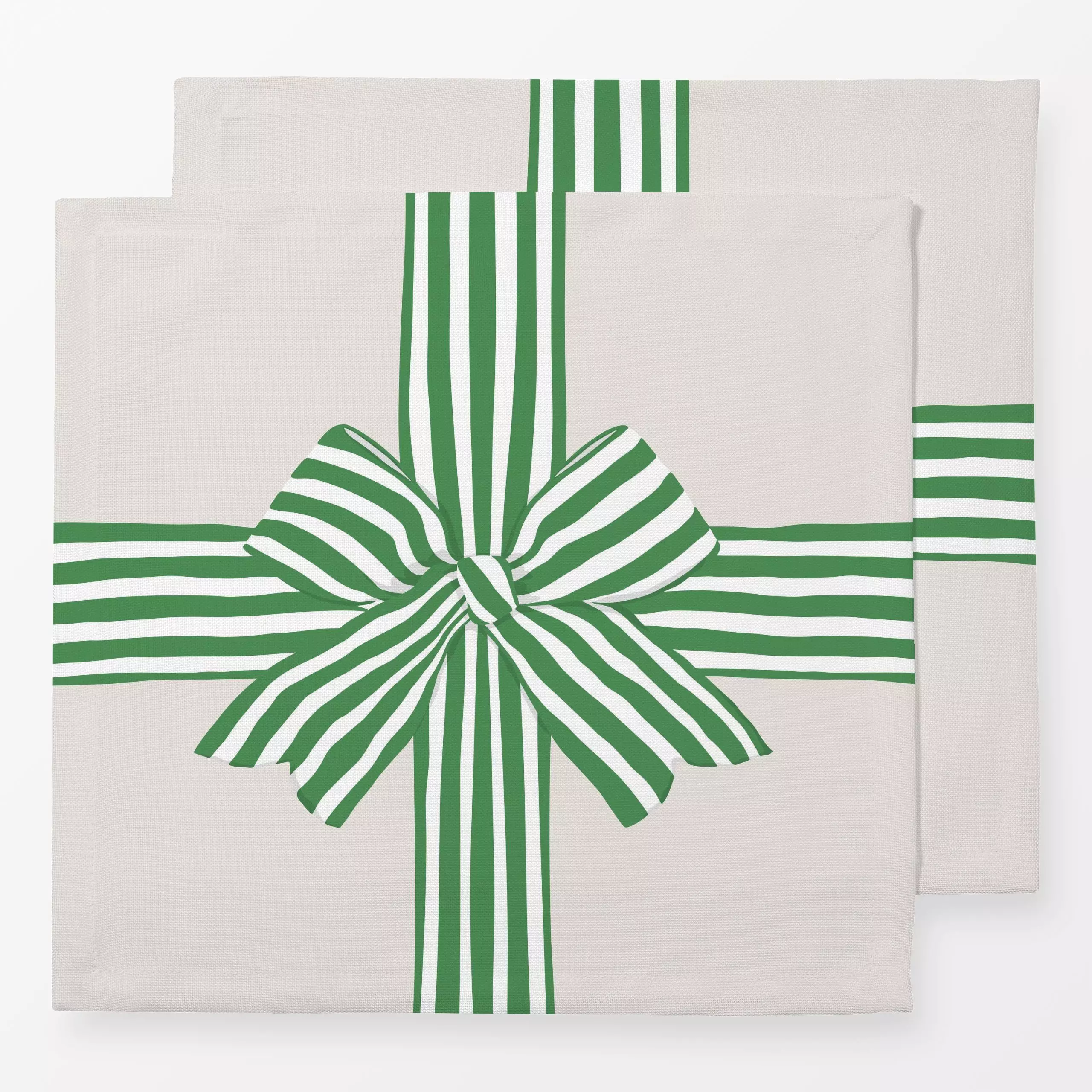 Servietten Schleife grün - Weihnachten, Anlässe - von „Vivian Hasenclever"; Streifen, Merry Christmas, Weihnachten, beige, w...