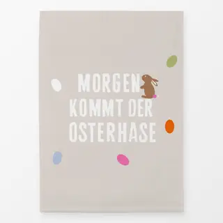 Geschirrtücher Osterspruch Hase Beige