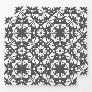 Servietten Blockprint Muster - antrazit