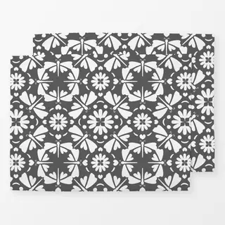 Tischset Blockprint Muster - antrazit