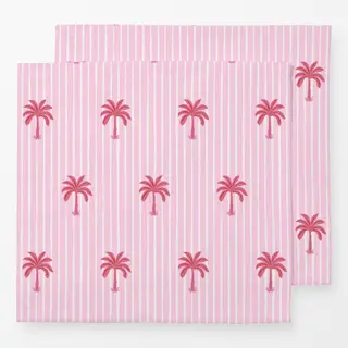Servietten pink palms on stripes