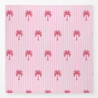 Tischdecke pink palms on stripes