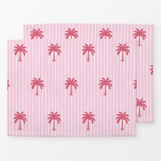 Tischset pink palms on stripes