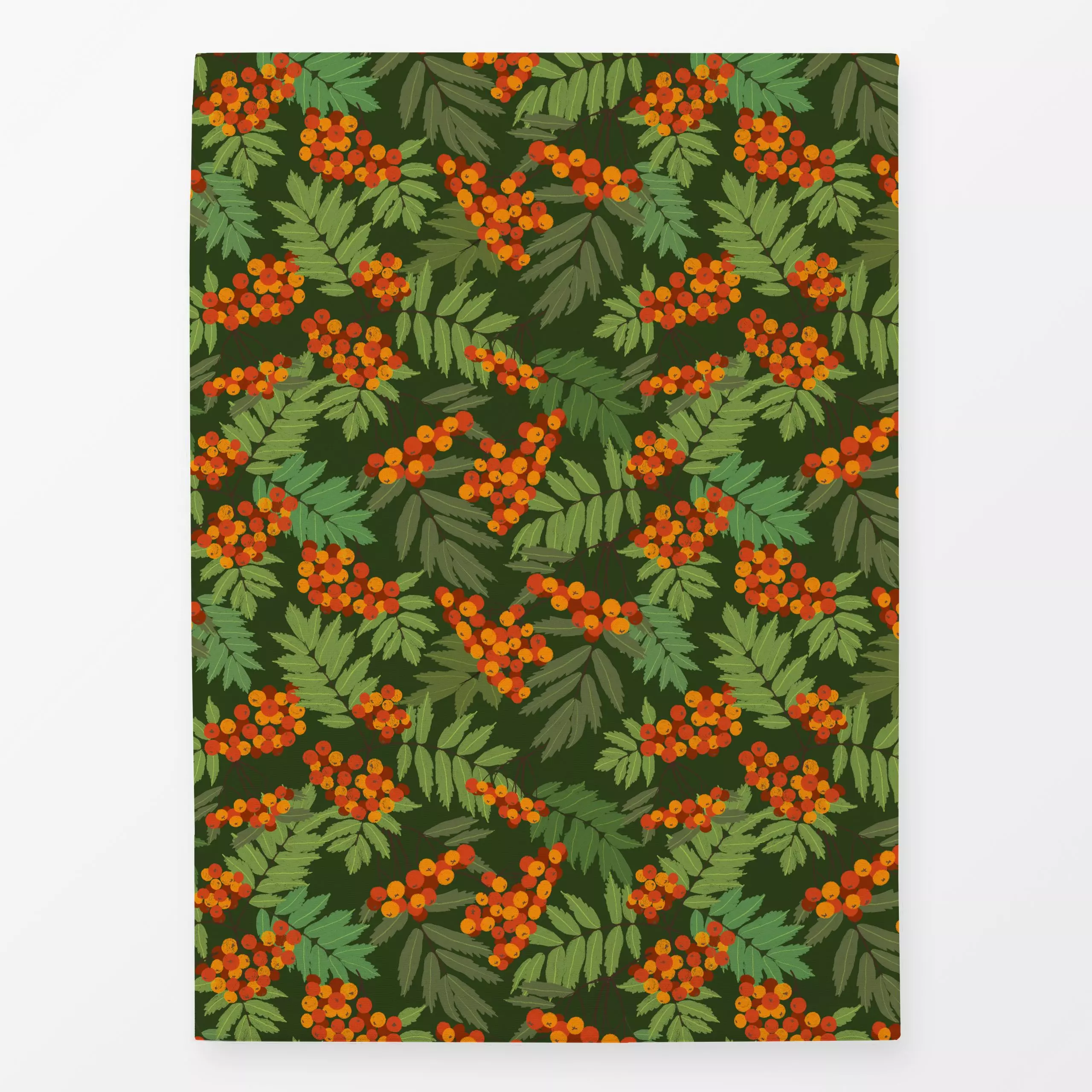 Geschirrtücher Vogelbeere dunkelgrün orange - Blumen & Florales, Herbst - von „Mareen Heinz"; Muster, Natur, Illustration, B...