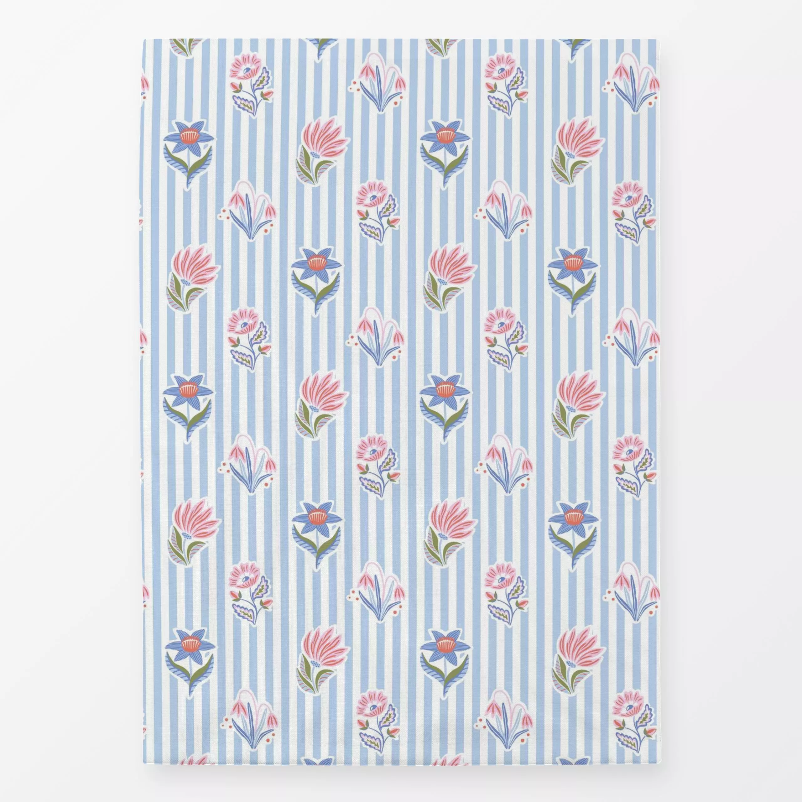 Geschirrtücher Blumenstreifen hellblau - Blumen & Florales, Frühling, Symbole & Muster - von „Vivian Hasenclever"; Streifen,...