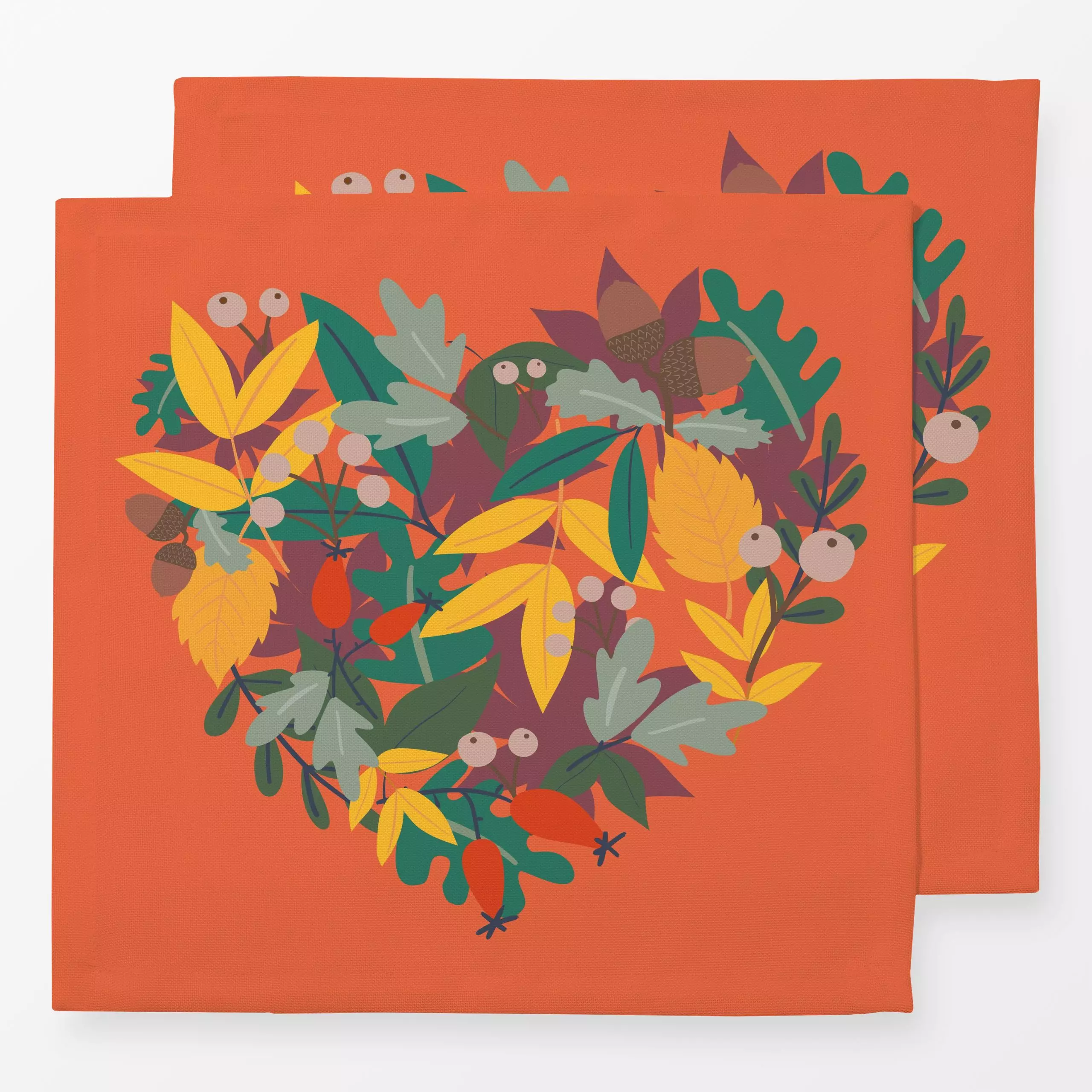 Servietten Herbstzauber Blätterherz - Blumen & Florales, Herbst, Pflanzen & Botanik - von „Heyduda"; Illustration, Blatt, Co...