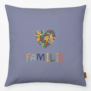 Kissen Familie Blätterherz - bleu