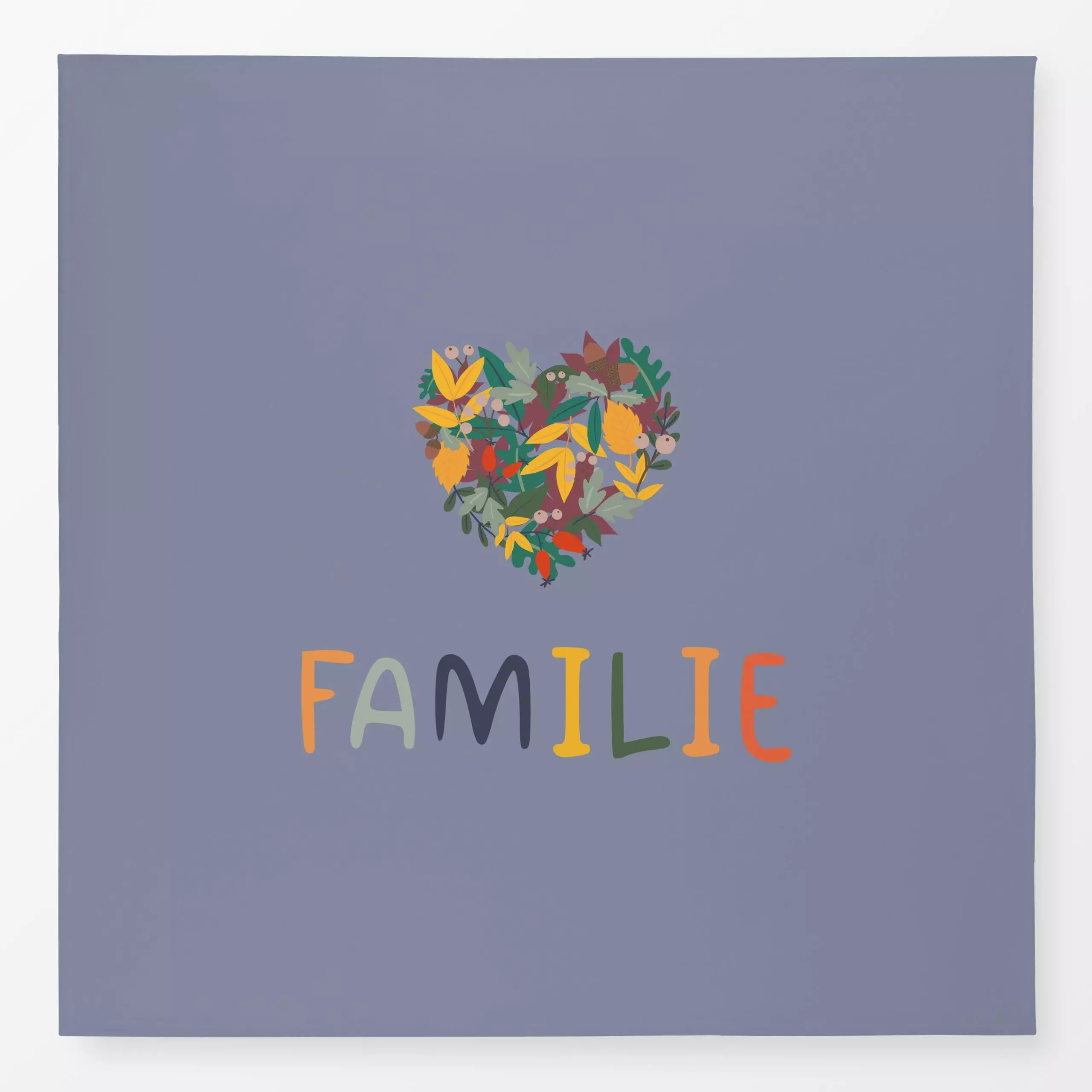 Tischdecke Familie Blätterherz - bleu - Herbst, Sprüche & Schriftzüge, Anlässe - von „Heyduda"; Blätter, Laub, Weihnachten, ...