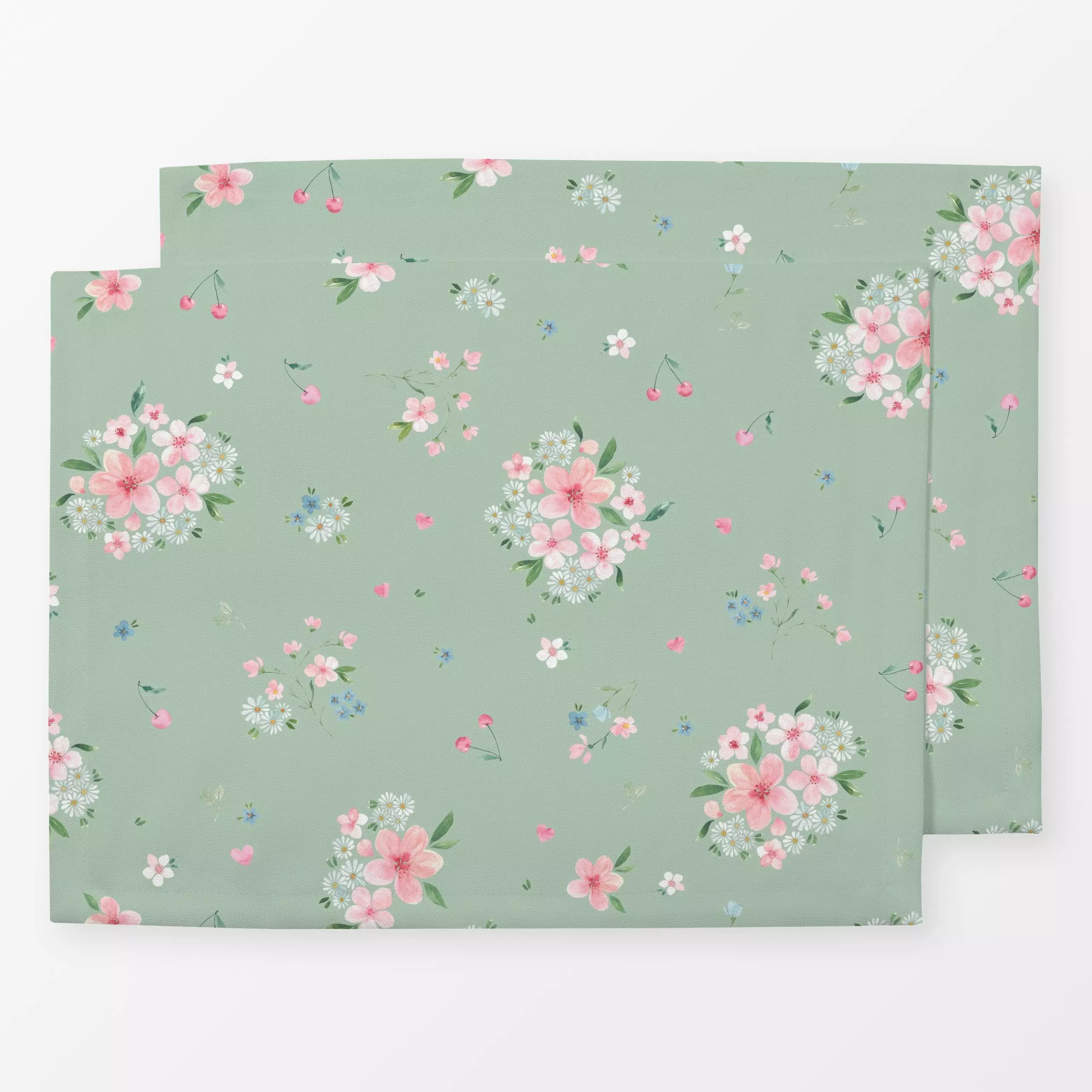 Tischset Kirsch Blüten Traum grün - Blumen & Florales, Frühling, Anlässe, Ostern - von „Katrin Graff"; Blüten, Sommerblumen,...