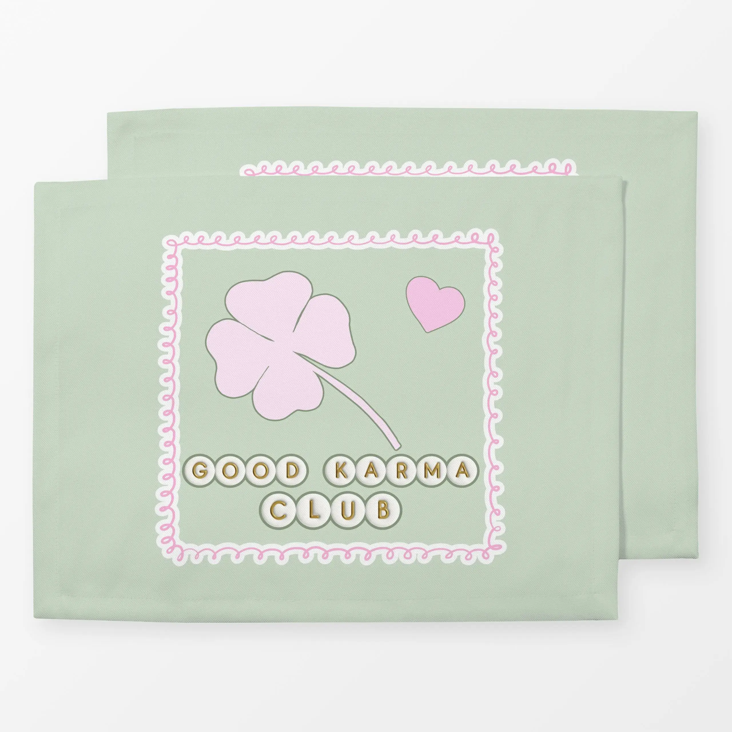 Tischset Good Karma Club - Lucky Me - Sprüche & Schriftzüge - von „Monika Strigel"; Spruchkissen, Karma, MonikaStrigel, self...
