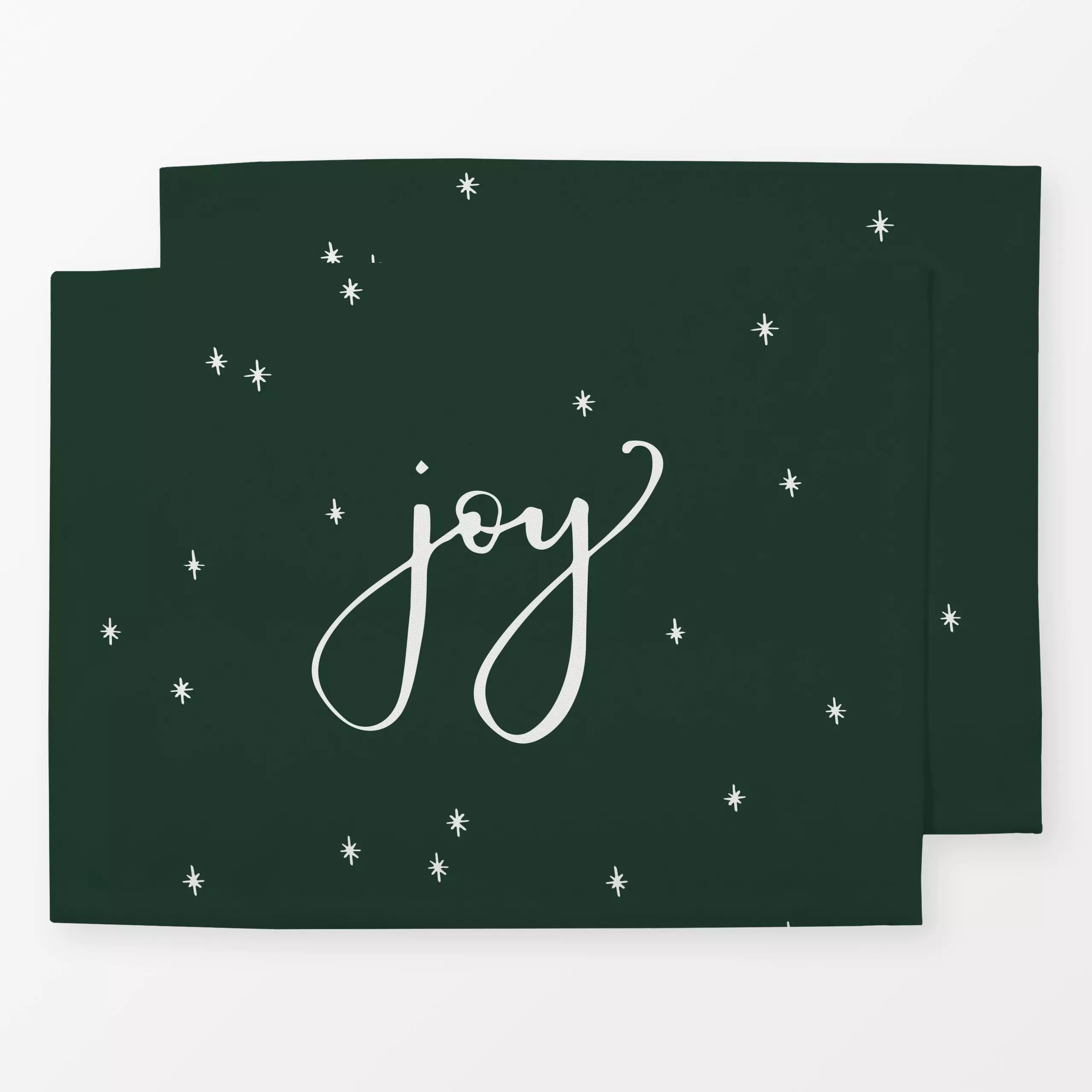 Tischset joy tannengrün - Sprüche & Schriftzüge, Weihnachten, Winter - von „Katrin Graff"; Sterne, Weihnachten, weihnachtlic...